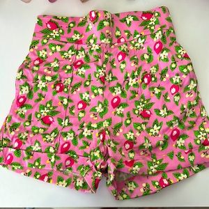 Pinup Courure Laura Byrnes High Waist Pink Lemon Shorts size M
